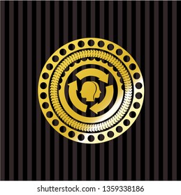 brain storm icon inside gold shiny emblem