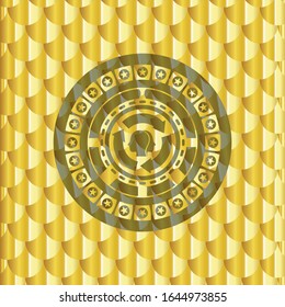 Hirnsturmsymbol in goldenem glänzendem Emblem. Skaliert Muster. Vektorillustration Illustration. Detaillierte Angaben.