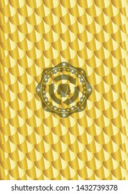 brain storm icon inside golden emblem. Scales pattern. Vector Illustration. Detailed.