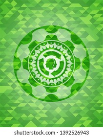 brain storm icon inside green emblem with mosaic ecological style background