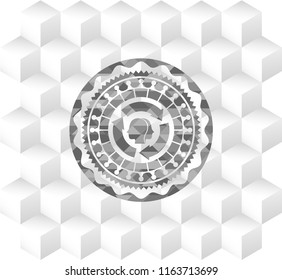 brain storm icon inside grey icon or emblem with geometric cube white background