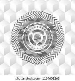 brain storm icon inside grey emblem. Vintage with geometric cube white background