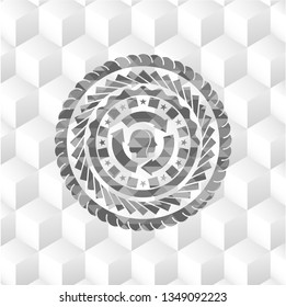 brain storm icon inside grey emblem with geometric cube white background