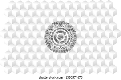 brain storm icon inside grey emblem. Vintage with geometric cube white background