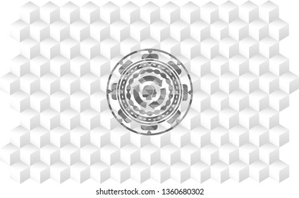 brain storm icon inside grey emblem. Retro with geometric cube white background