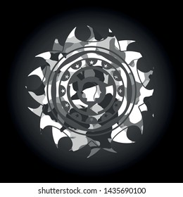 brain storm icon inside grey camouflage emblem