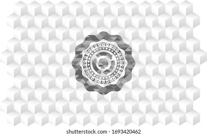 brain storm icon inside grey emblem with cube white background