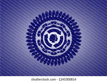 brain storm icon inside jean or denim emblem or badge background