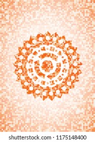 brain storm icon inside orange mosaic emblem