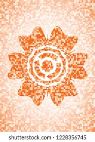brain storm icon inside orange mosaic emblem