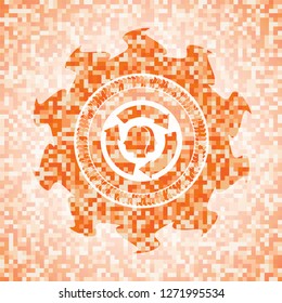 brain storm icon inside orange mosaic emblem