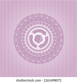 brain storm icon inside pink icon or emblem