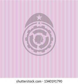 brain storm icon inside pink emblem. Retro