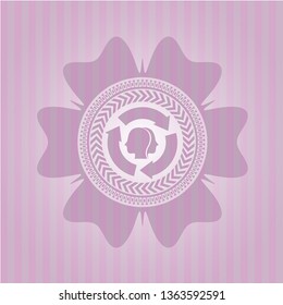 brain storm icon inside pink emblem. Vintage.