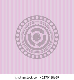 Brain Storm Icon Inside Pink Emblem. Vintage. Amazing Desing. 