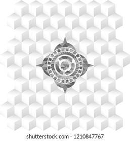 brain storm icon inside realistic grey emblem with geometric cube white background