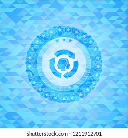 brain storm icon inside realistic light blue emblem. Mosaic background