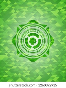 brain storm icon inside realistic green emblem. Mosaic background