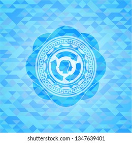 brain storm icon inside realistic sky blue mosaic emblem