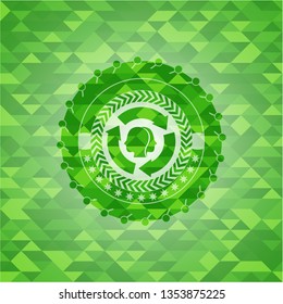 brain storm icon inside realistic green emblem. Mosaic background