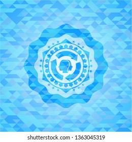 brain storm icon inside realistic sky blue emblem. Mosaic background