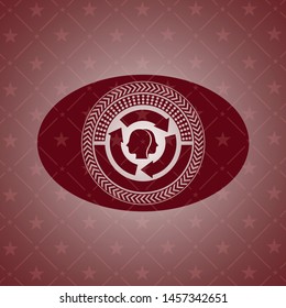 brain storm icon inside realistic red emblem