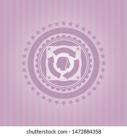brain storm icon inside realistic pink emblem