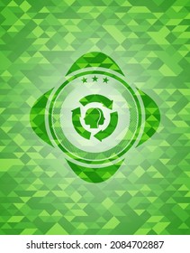 brain storm icon inside realistic green emblem. Mosaic background. 