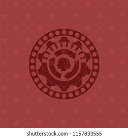 brain storm icon inside red emblem. Retro