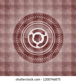brain storm icon inside red geometric emblem. Seamless.