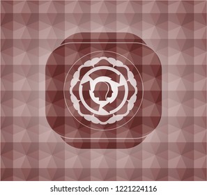 brain storm icon inside red seamless geometric emblem.