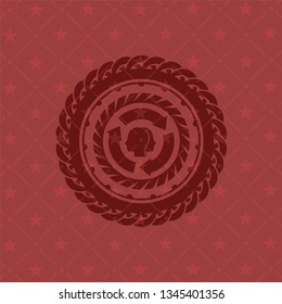 brain storm icon inside red icon or emblem