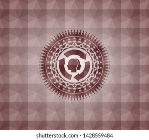 brain storm icon inside red geometric emblem. Seamless.