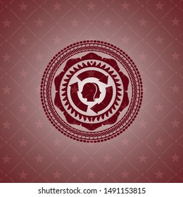 brain storm icon inside red emblem. Vintage.