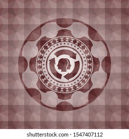 brain storm icon inside red geometric emblem. Seamless.