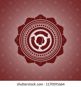 brain storm icon inside retro red emblem