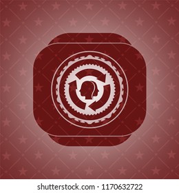 brain storm icon inside retro red emblem