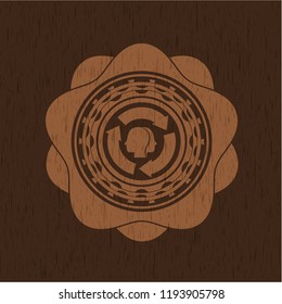 brain storm icon inside retro wood emblem