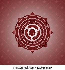 brain storm icon inside retro red emblem