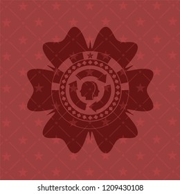brain storm icon inside retro red emblem