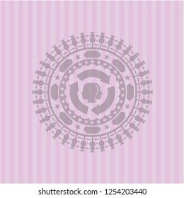 brain storm icon inside retro pink emblem