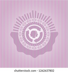 brain storm icon inside retro pink emblem