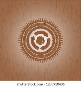brain storm icon inside retro wooden emblem