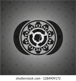 brain storm icon inside retro style black emblem