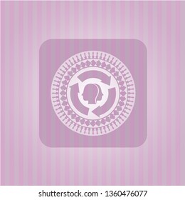 brain storm icon inside retro pink emblem