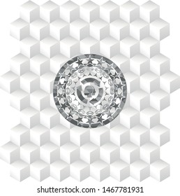 brain storm icon inside retro style grey emblem with geometric cube white background