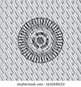 brain storm icon inside shiny silver emblem. Scales pattern. Vector Illustration. Detailed.