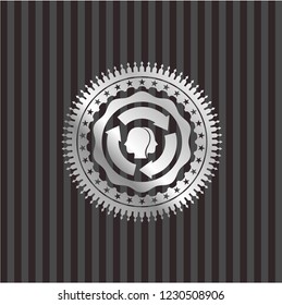 brain storm icon inside silver shiny emblem