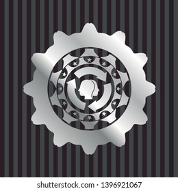 brain storm icon inside silver emblem or badge