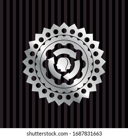 brain storm icon inside silver emblem or badge